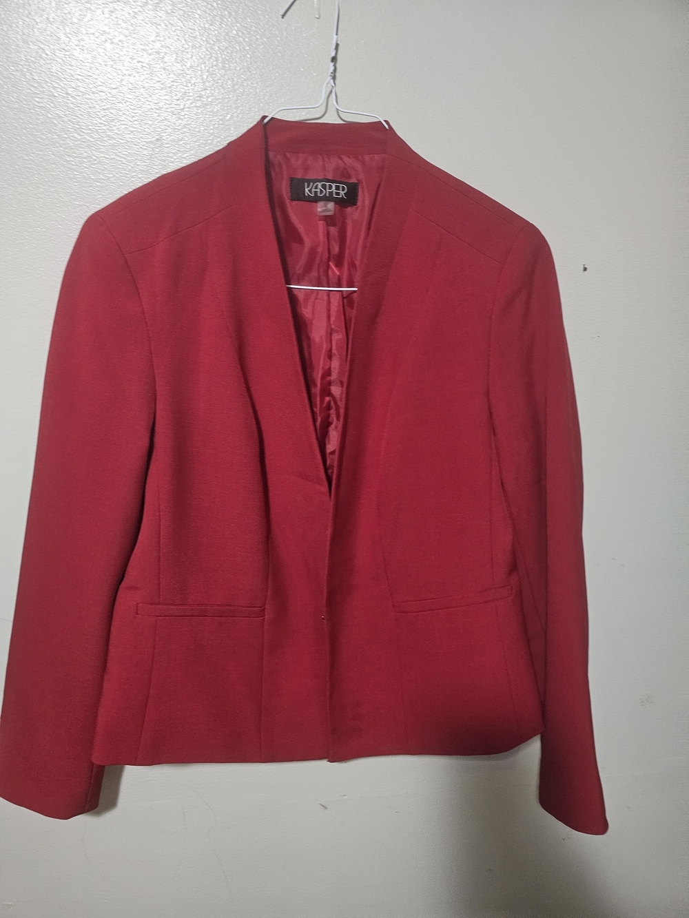 Kasper Women's Red Open-Front Blazer Jacket